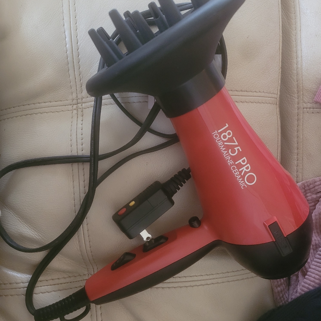 Tourmaline Ceramic Red Hair Dryer With Diffuser